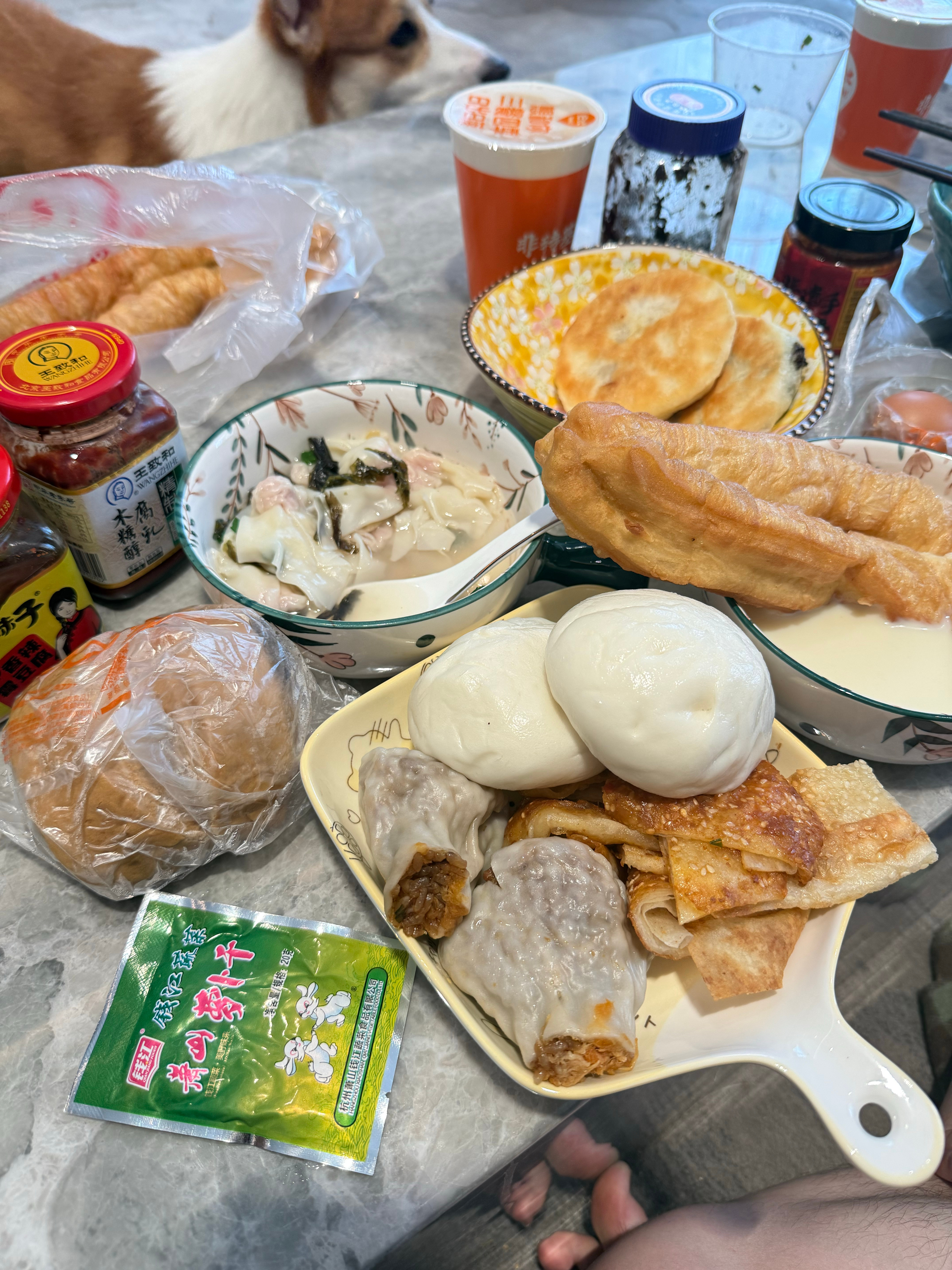 早上还没醒pp就去买早饭了 小时候每天早上爸妈去遛狗都买油条煎饼果子这些重碳 上