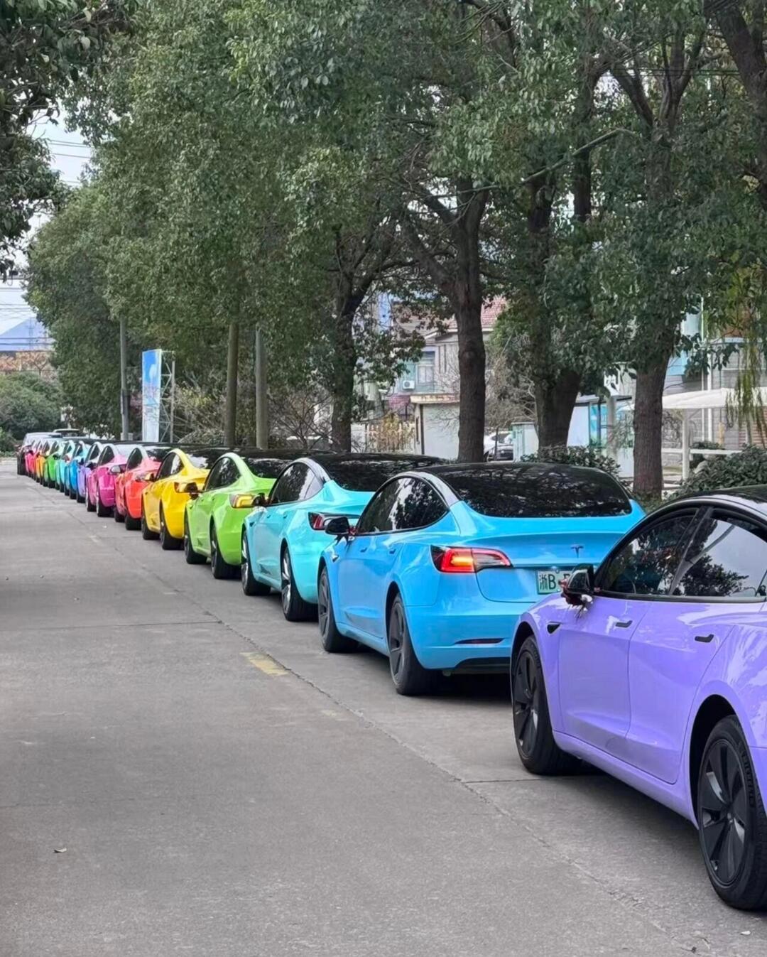 特斯拉请听题，以下有几种车身颜色？