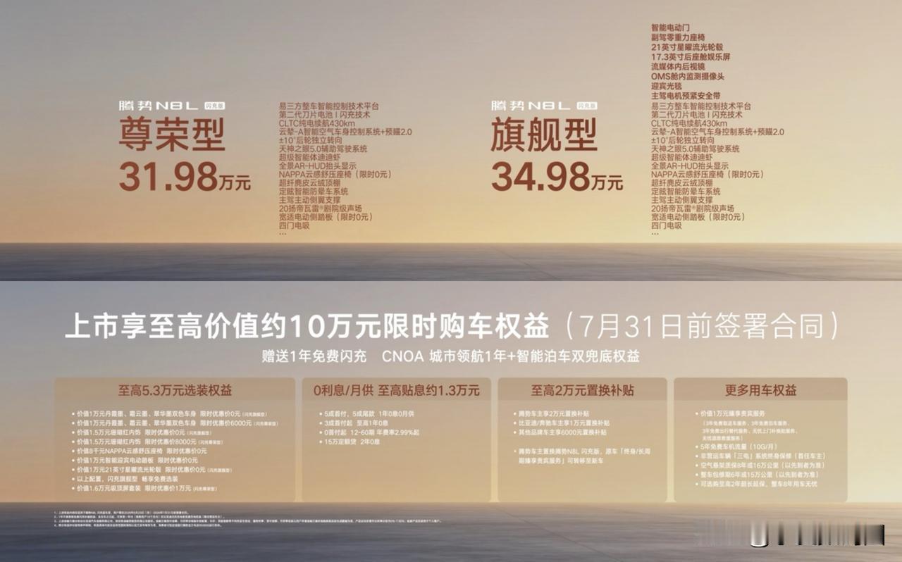 6月23日腾势N8L闪充版上市，31.98万起。我关注的不只是价格，而是腾势这次