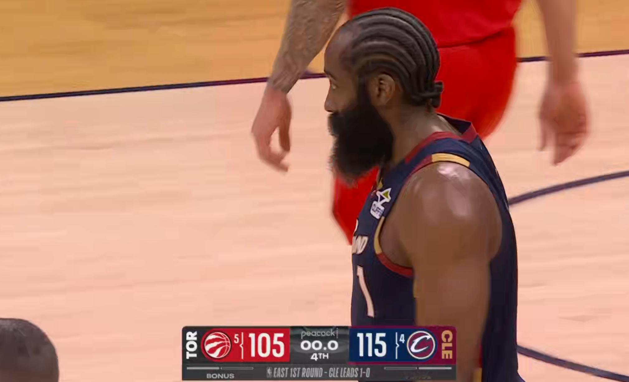 哈登/米切尔/莫布利合砍83分，英格拉姆15中3，骑士115-105战胜猛龙，系