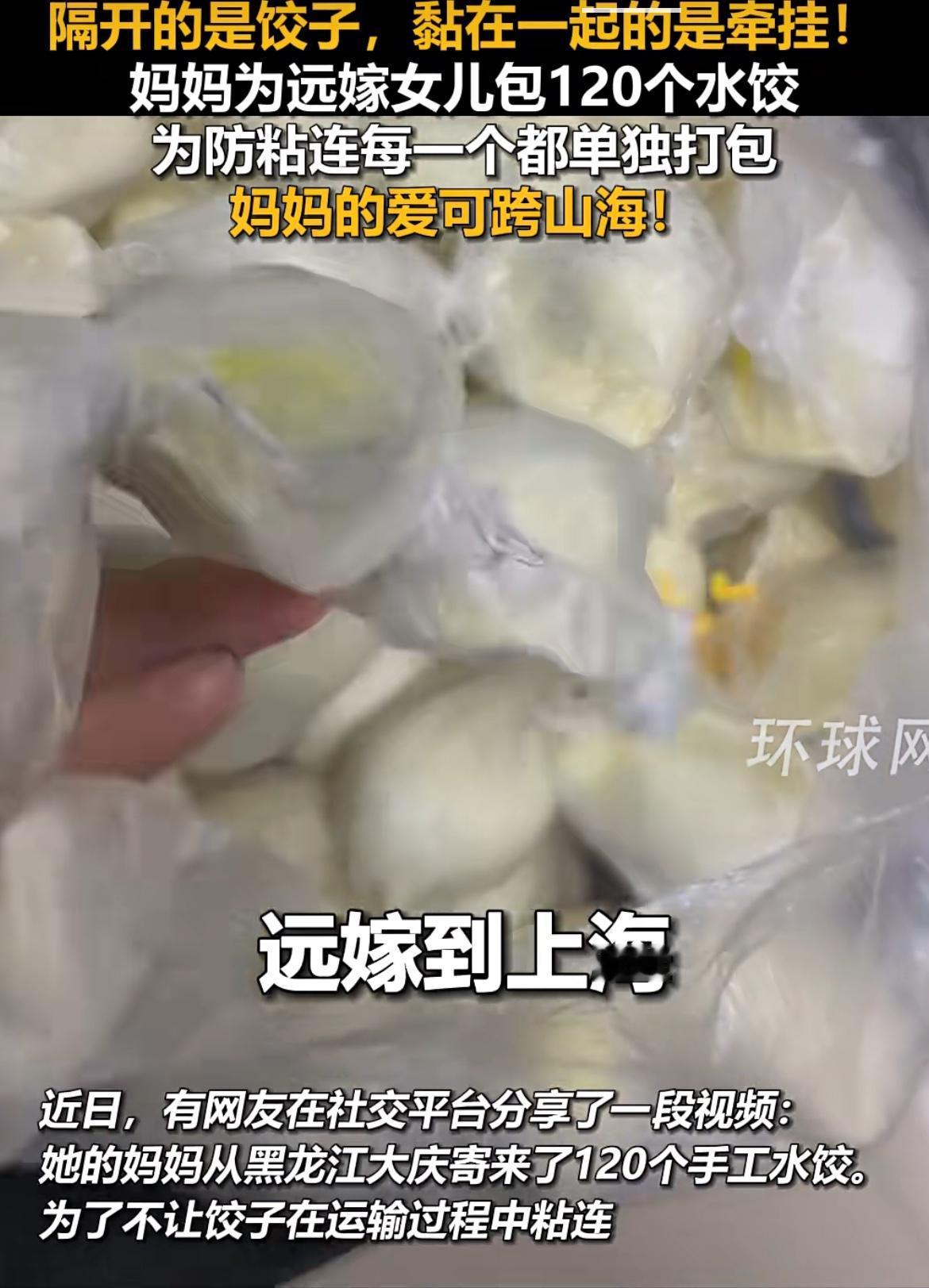 姐妹们，我今天被一个饺子整破防了！刚刷到一远嫁姑娘收到亲妈寄的120个水饺，每个