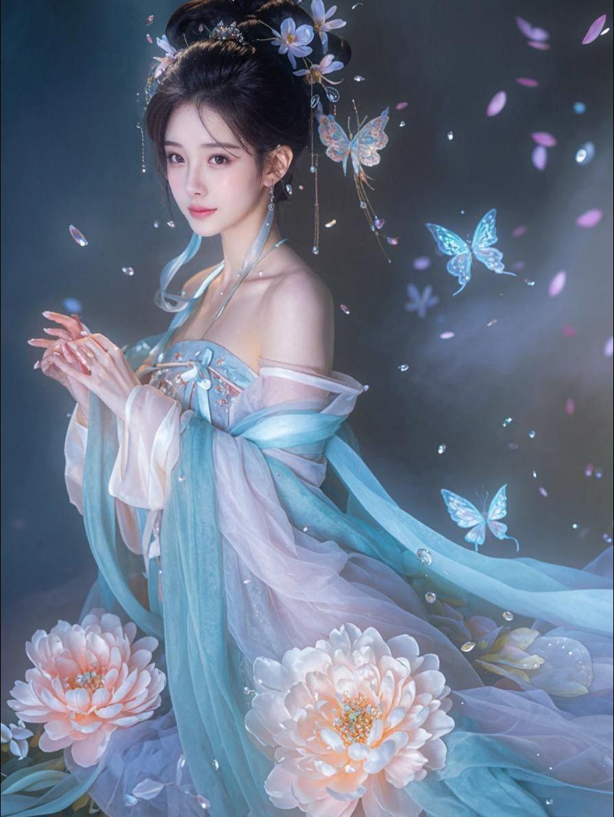 AI唐宫花灵韵 原来ai写真可以这么美 人生总得有一套ai写真吧 谁拍...