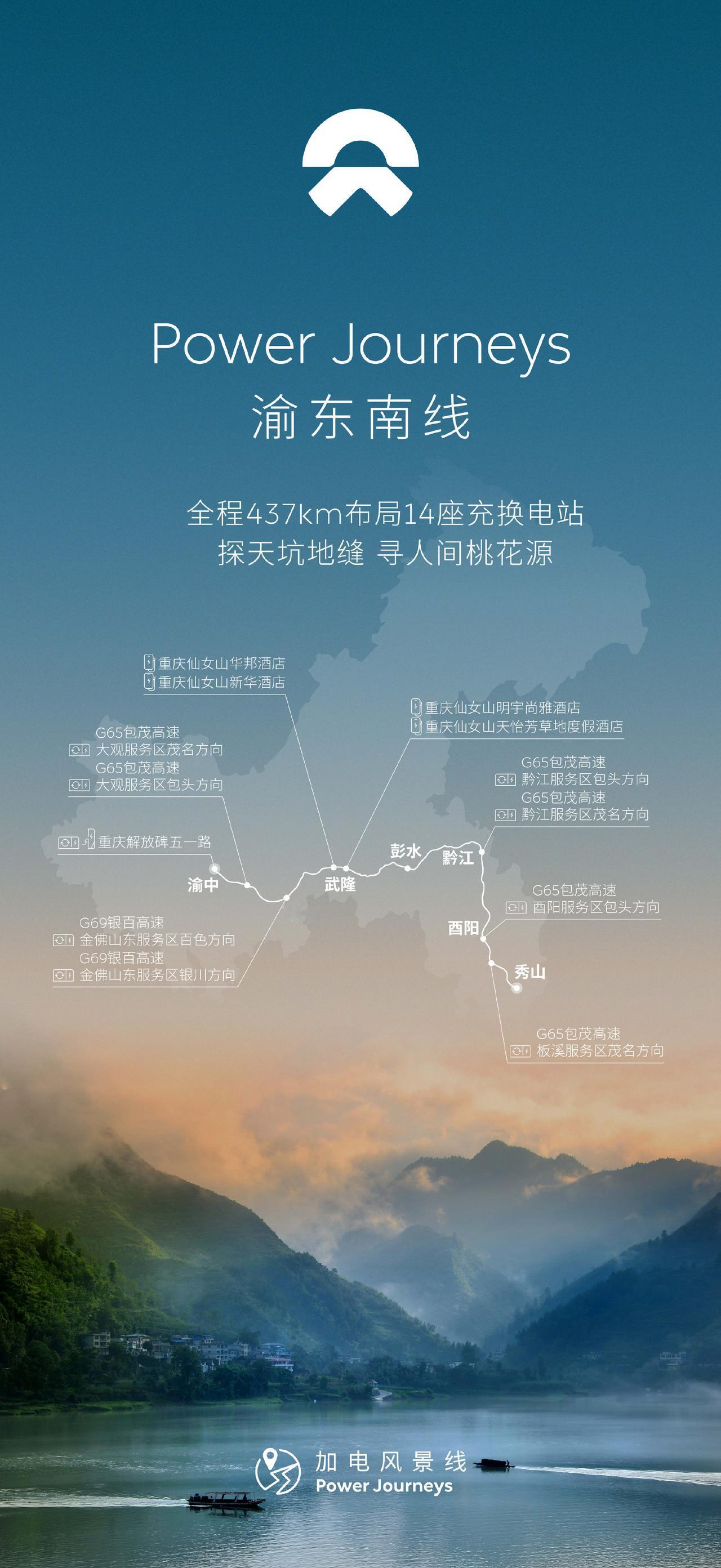 3 月 4 日消息，蔚来汽车今日宣布：Power Journeys 渝东南线正式
