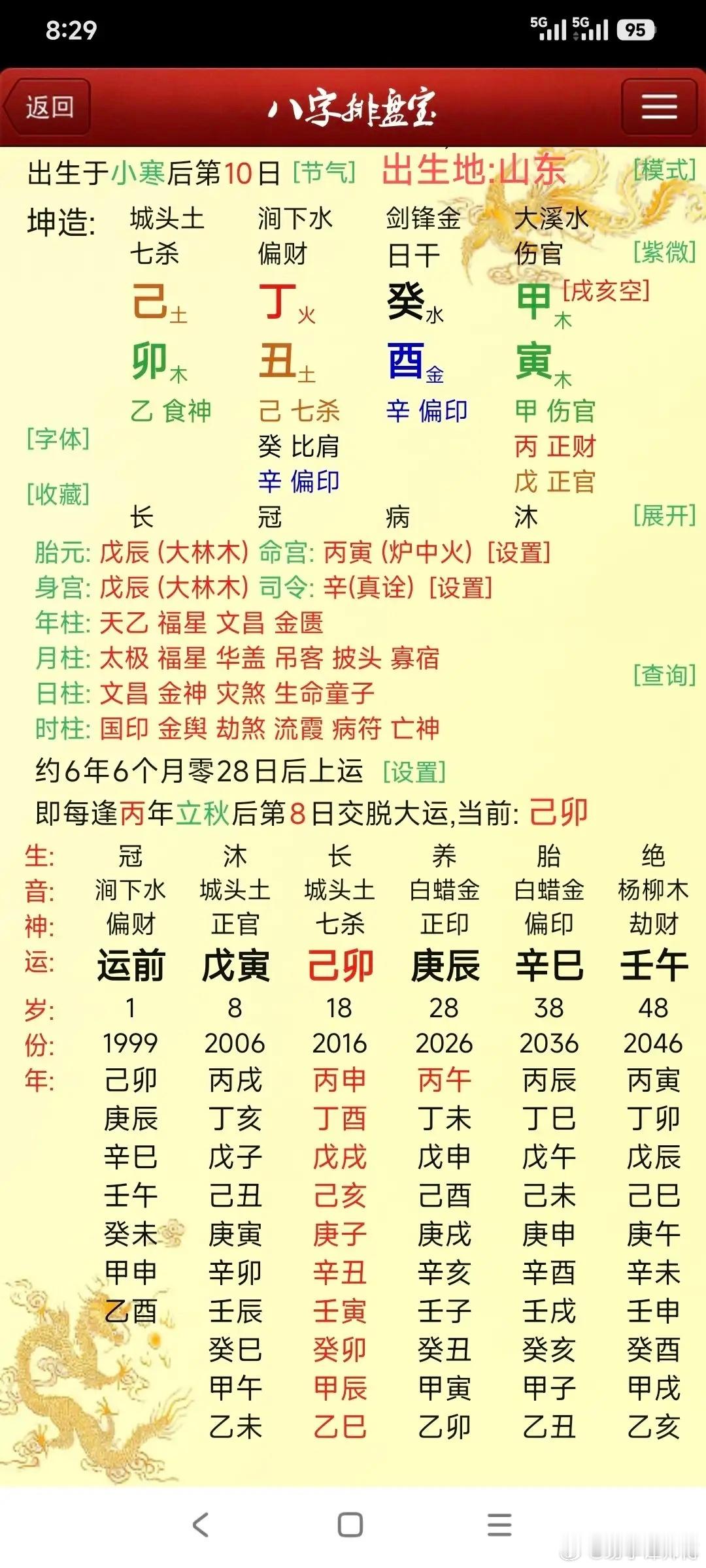 这女的走天克地冲大运，这几年相亲几十个男的就是吃饭牵牵手然后就没下文了，现在走庚