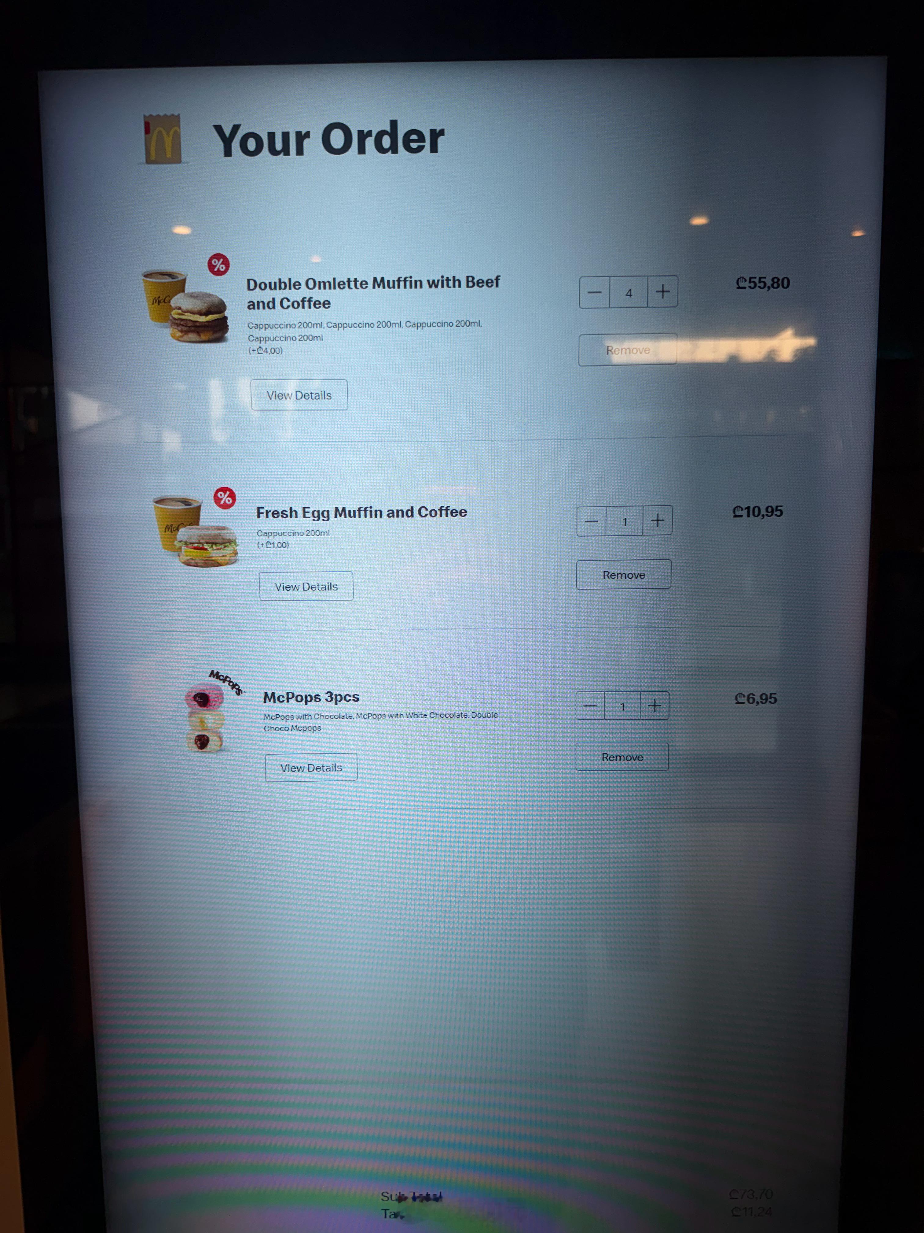 感受一下格鲁吉亚的麦当劳价格～五个汉堡五杯咖啡+小蛋糕折合人民币不到200块带着