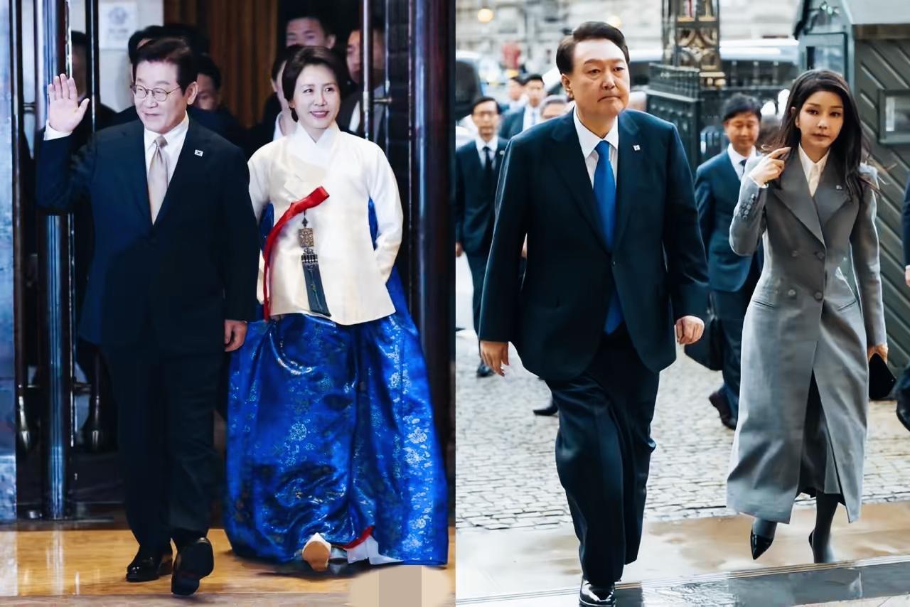 李在明妻子金惠景和尹锡悦妻子金建希，谁的颜值和气质更佳呢？
两人在某些场合，对穿
