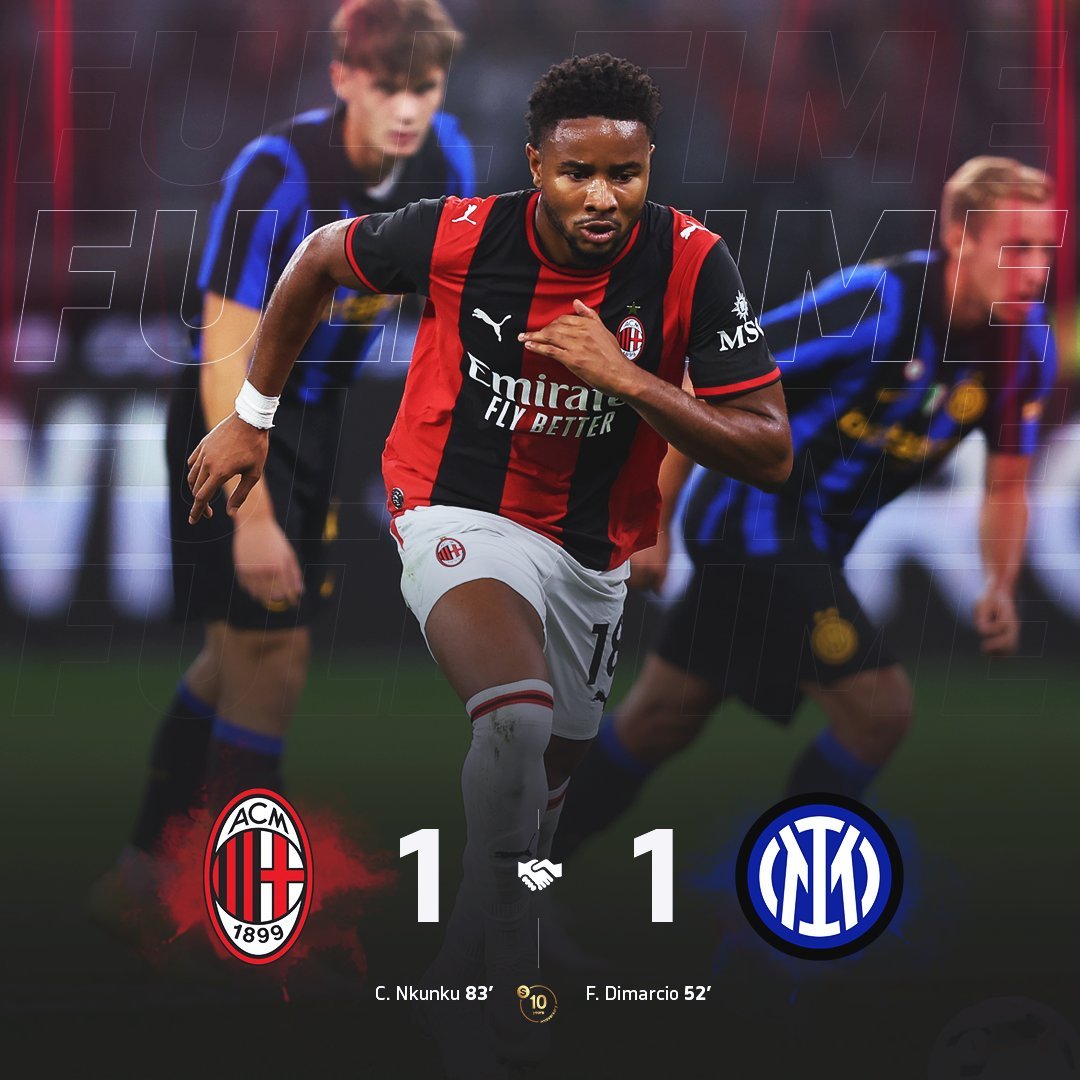 【热身赛赛果】 新赛季第二场季前热身赛：米兰德比 🔴⚫️ 米兰1：1国际米兰队