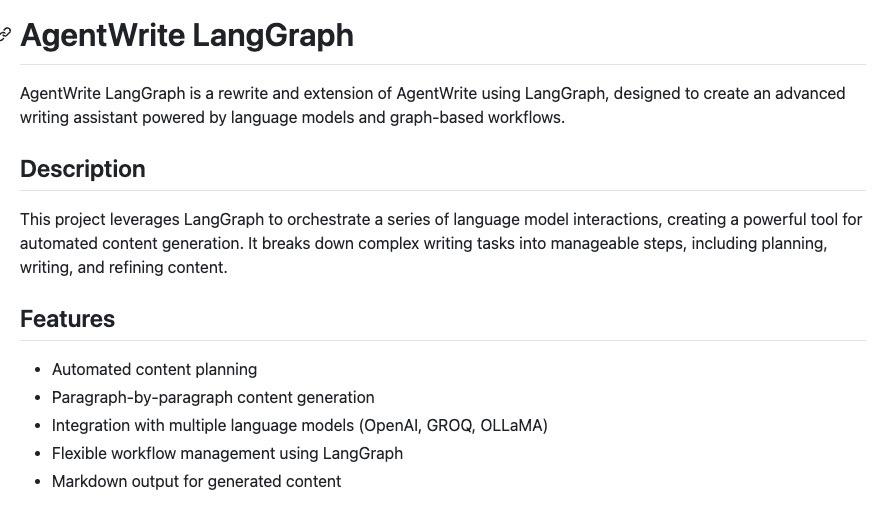 ✒️代理写入语言图

该项目利用 LangGraph 创建了一个强大的自动内容生