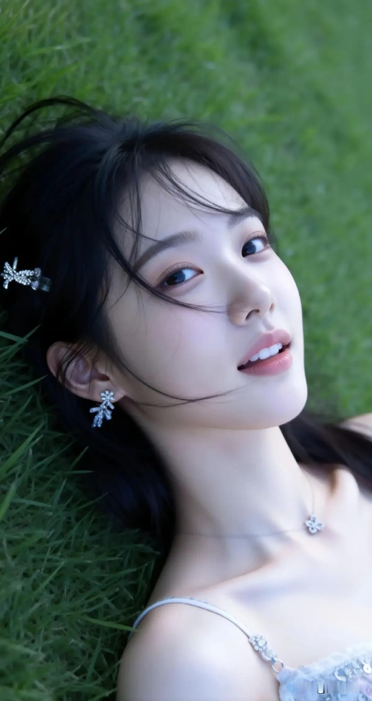 光之影
阳光下的甜美少女，草地上享受美好时光🌞💖
少女感笑容 自然清新美少女