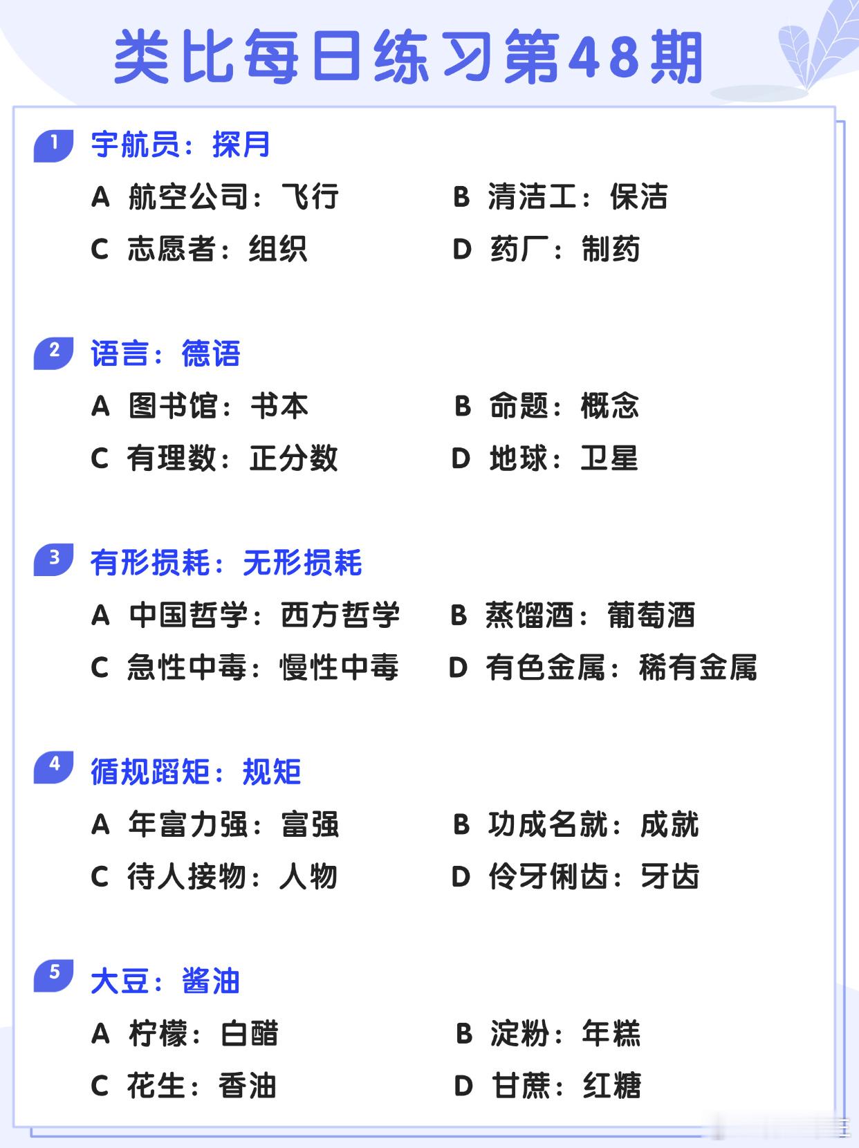 图推类比每日练习第48期图推难度：☆☆类比难度：☆☆事业单位事业单位联考决战公考