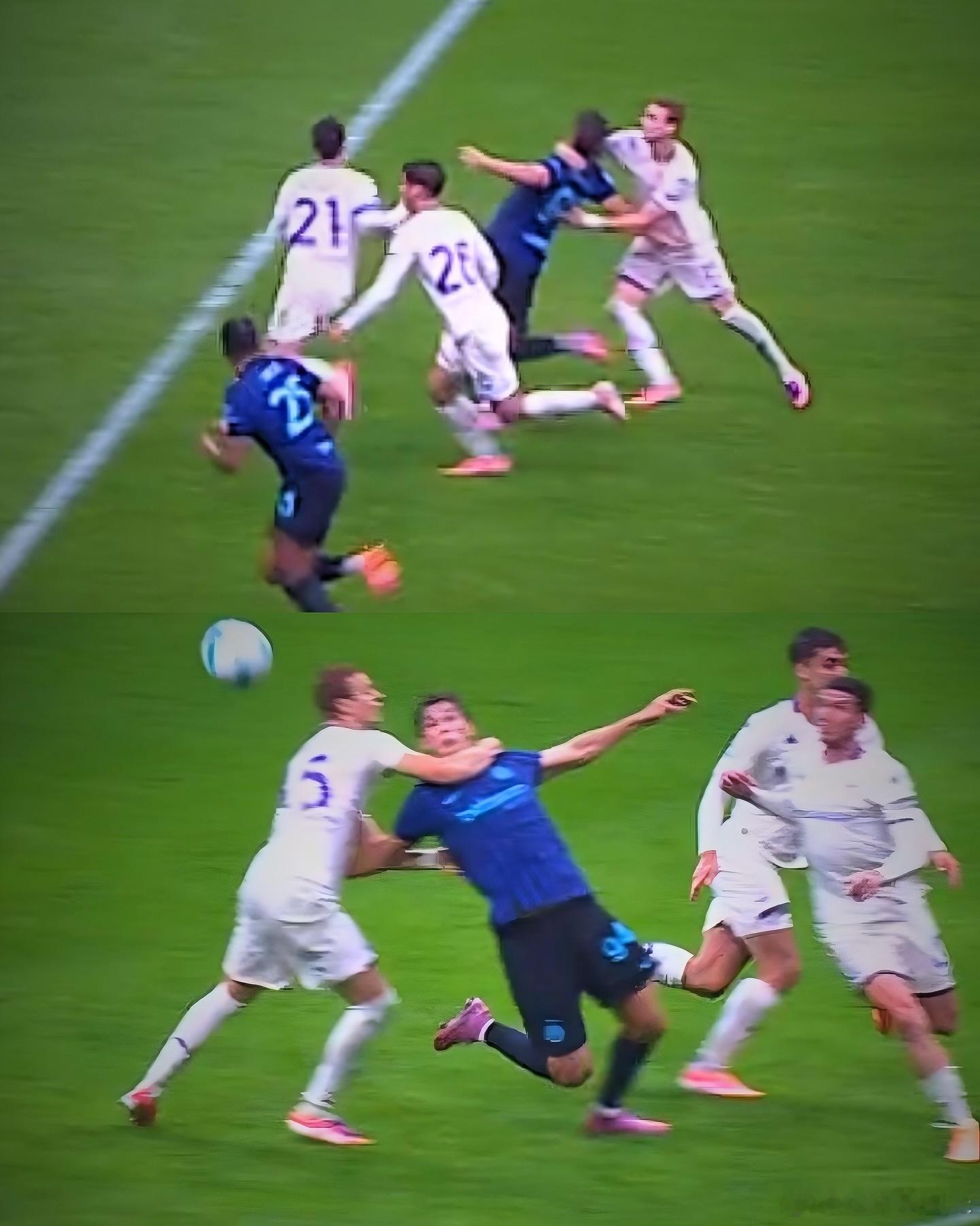 黑心裁判索扎执法米兰德比，上一次皮奥禁区内被锁喉放倒被无视，主裁判正是索扎。