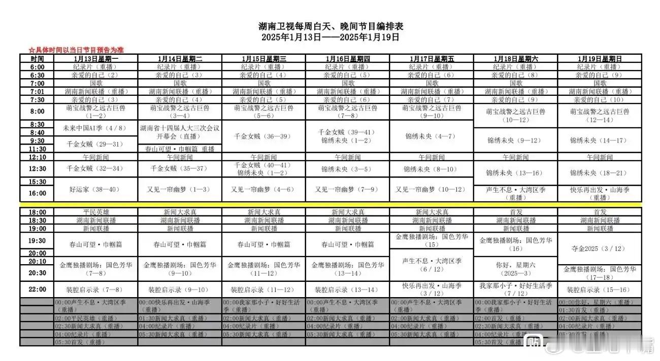 国色芳华女孩子之间的惺惺相惜 湖南卫视本周编排：白天剧场：锦绣未央下午剧场：又见