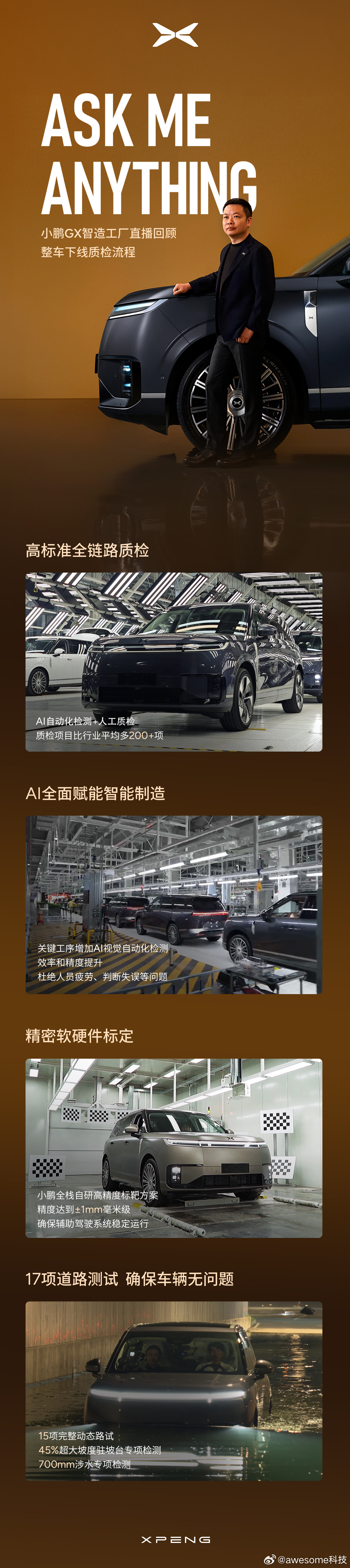 小鹏GX上市仅两周便引爆市场，面对大家最关心的小鹏GX的问题，6月3日晚，何小鹏