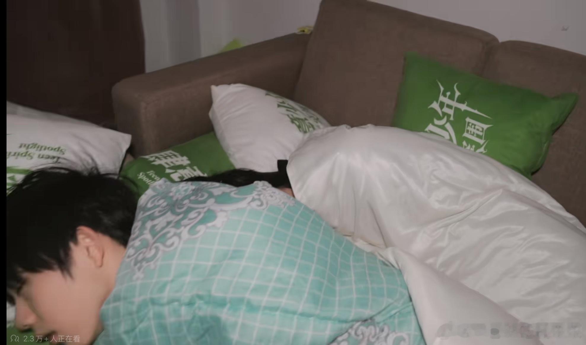 tg奇哼挤在一个沙发上睡觉 ​​​