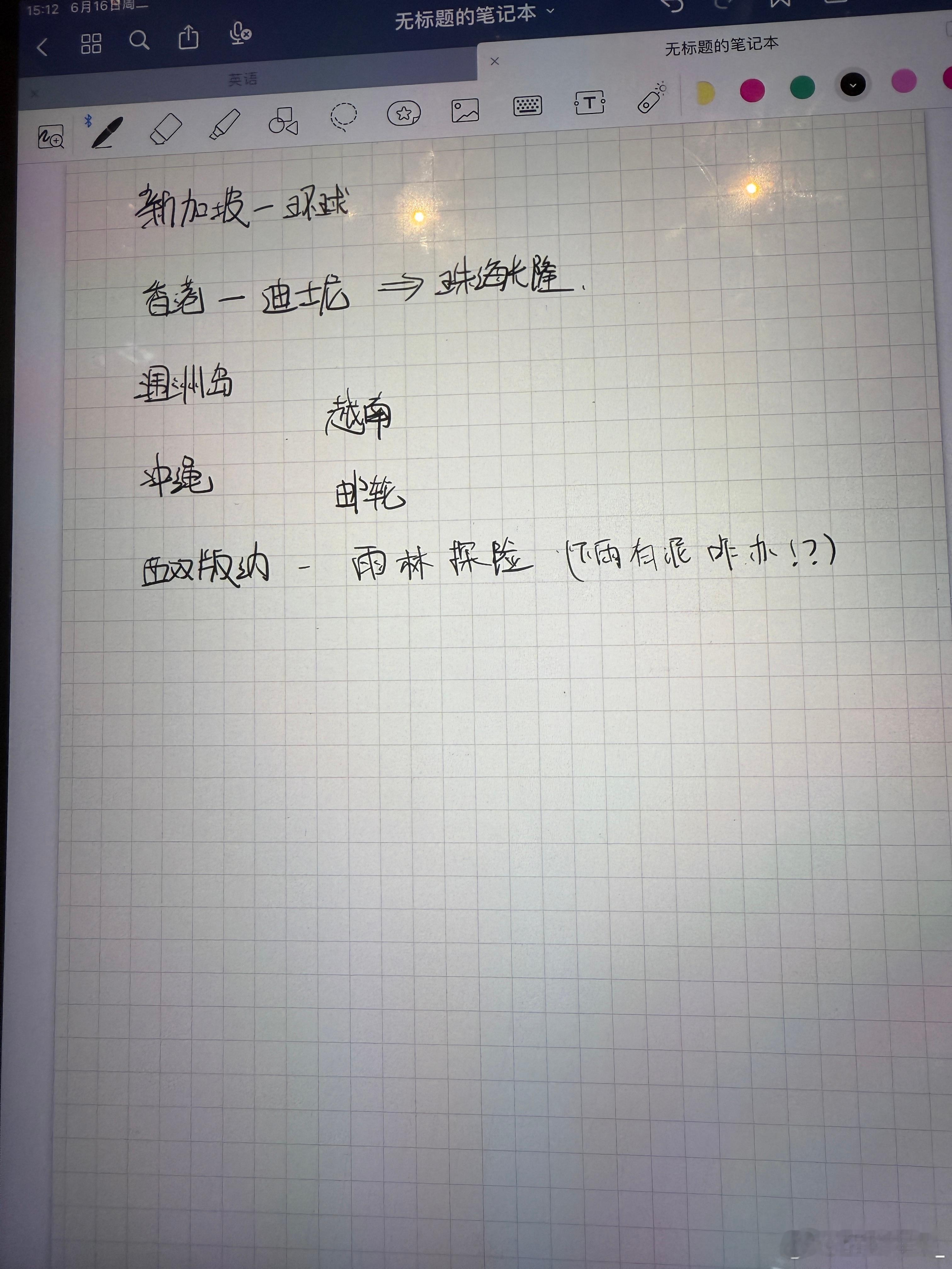 我下周的旅游计划 