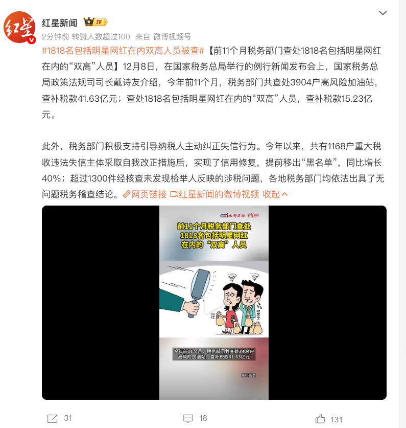 1818名包括明星网红在内双高人员被查 这1818个人是谁？貌似就公布了一个陈震