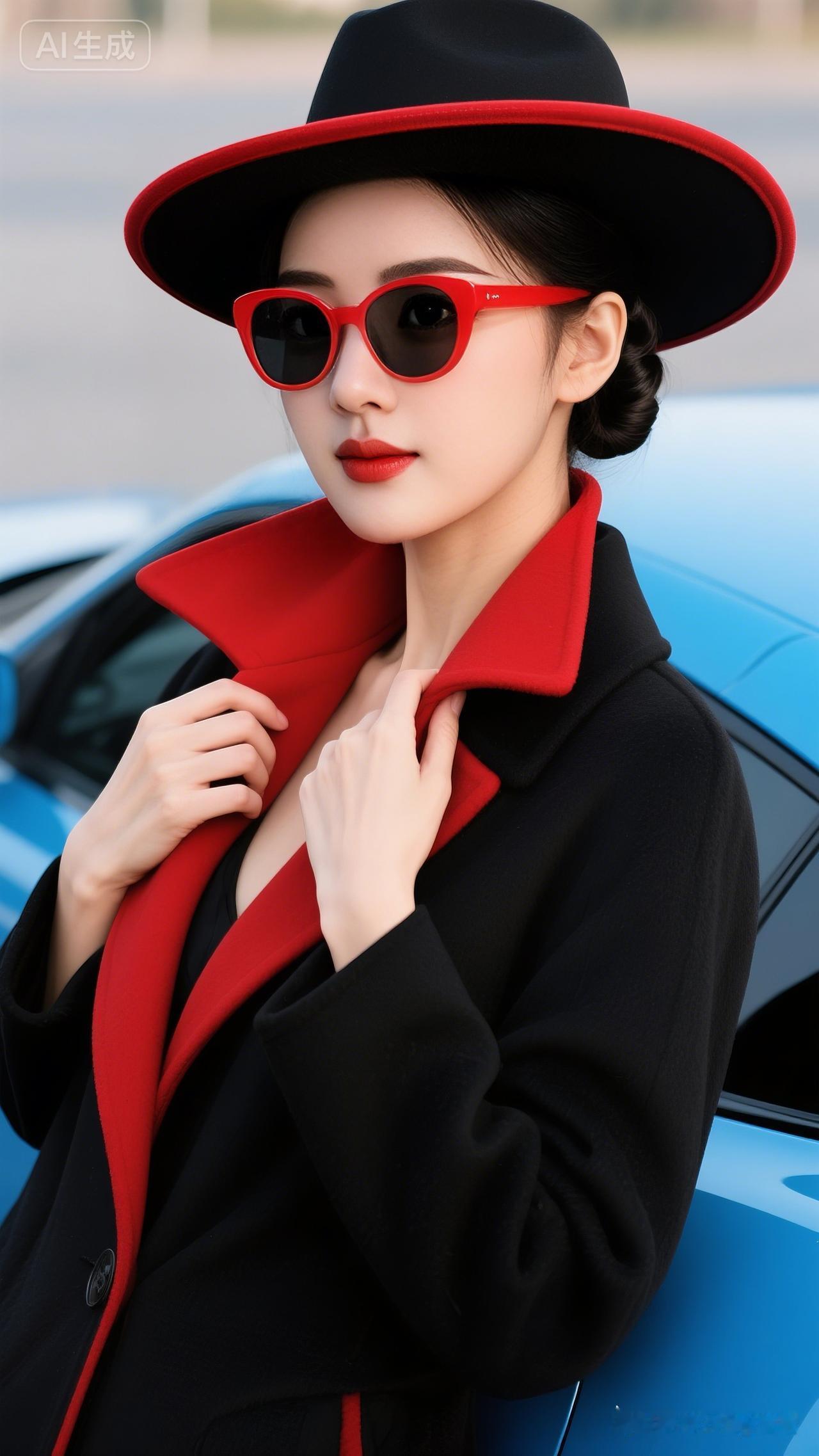 复古红黑撞色，优雅车边穿搭！