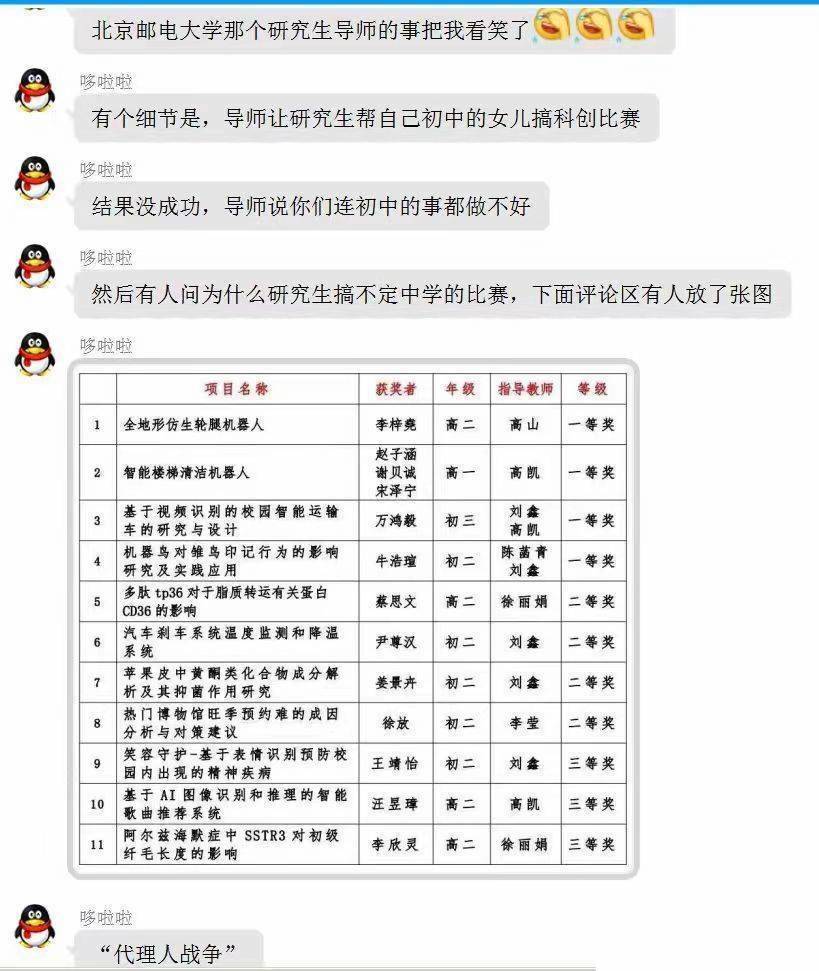 北邮那个事儿，我觉得最大的看点是图上这个。至于其他的，我小姨子不是北邮的吗？她刚