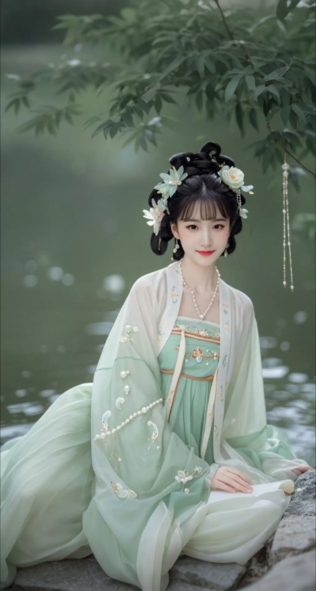 AI扩图 AI翠裳玉颜写真