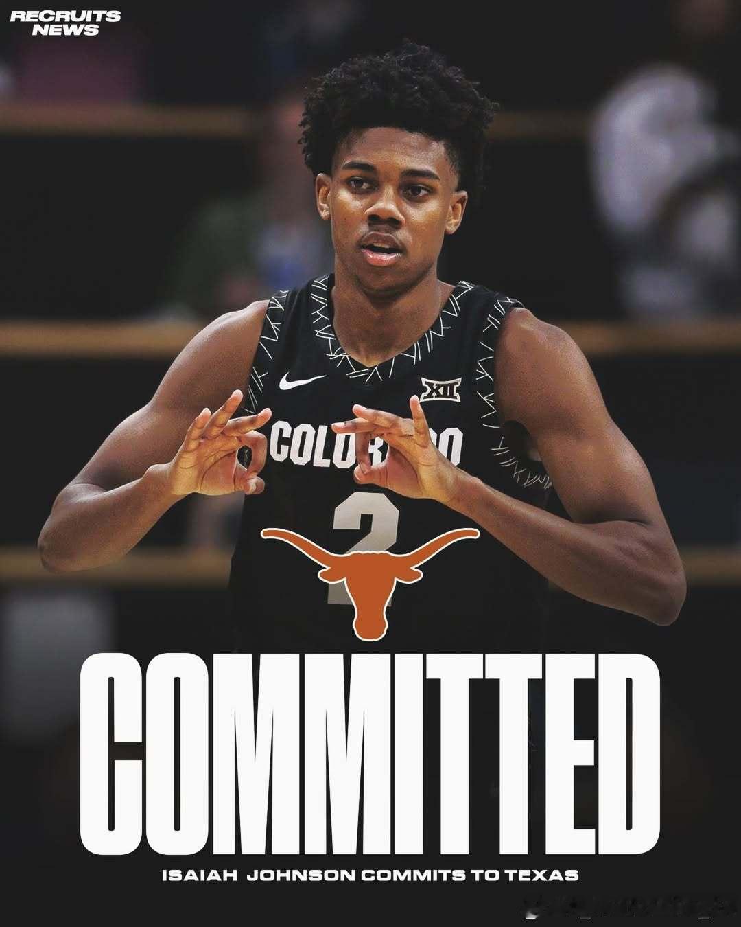 科罗拉多大学后卫以赛亚·约翰逊(Isaiah Johnson)转学加盟德克萨斯大