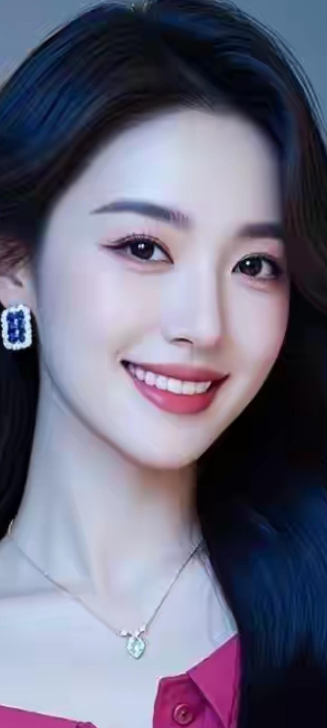 甜美笑容，闪耀耳环，粉色衬衫，元气满满的一天！😊✨