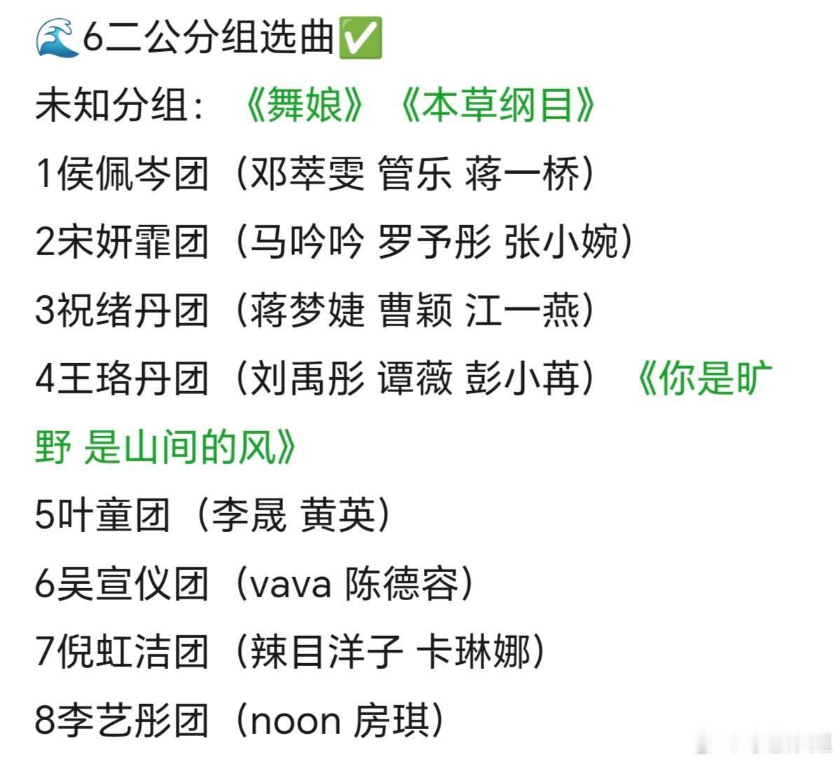 浪姐6 二公分组选曲🍉未知分组:《舞娘》 《本草纲目》1、侯佩岑团(邓萃雯管乐
