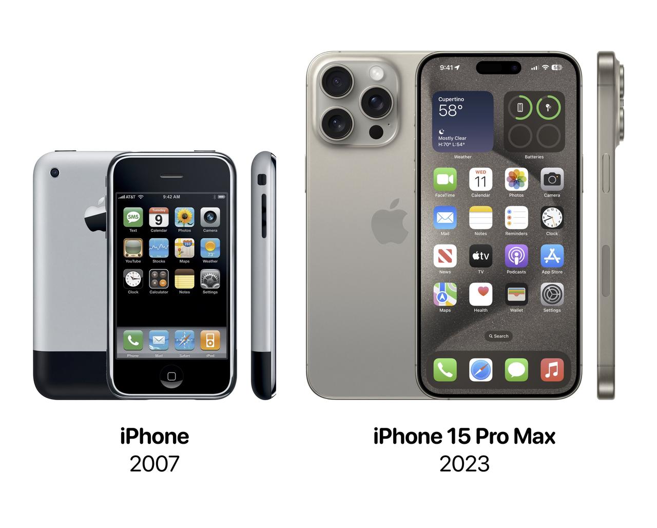 第一代iPhone和iPhone 15 Pro Max对比，十几年间，你最近喜欢