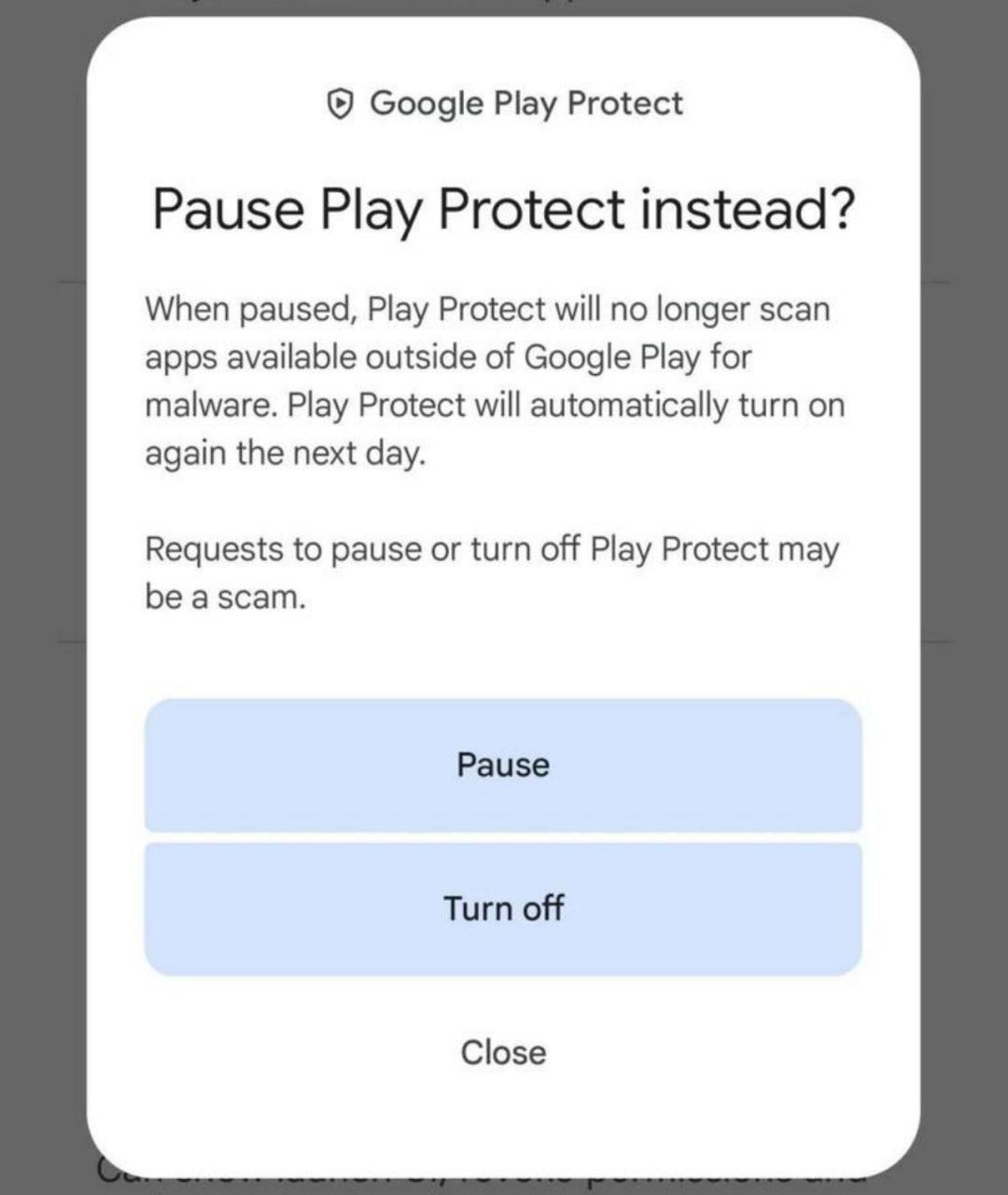 谷歌更新 Play Protect 保护机制，允许用户临时暂停扫描并在次日自动恢