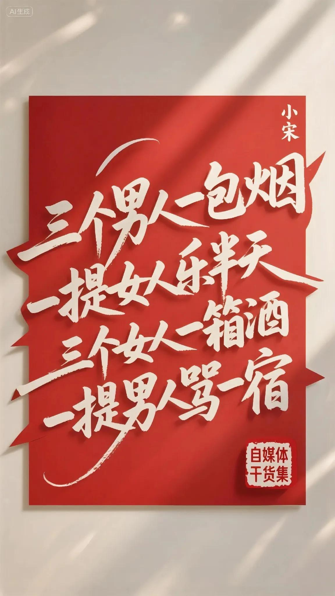 “三个男人一包烟，一提女人乐半天。三个女人一箱酒，一提男人骂一宿”，这话真是太形