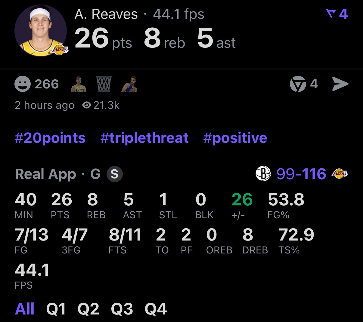 如何评价？今天的驴夫斯：40分钟拿下26分8篮板5助攻1抢断，正负值+26！前三