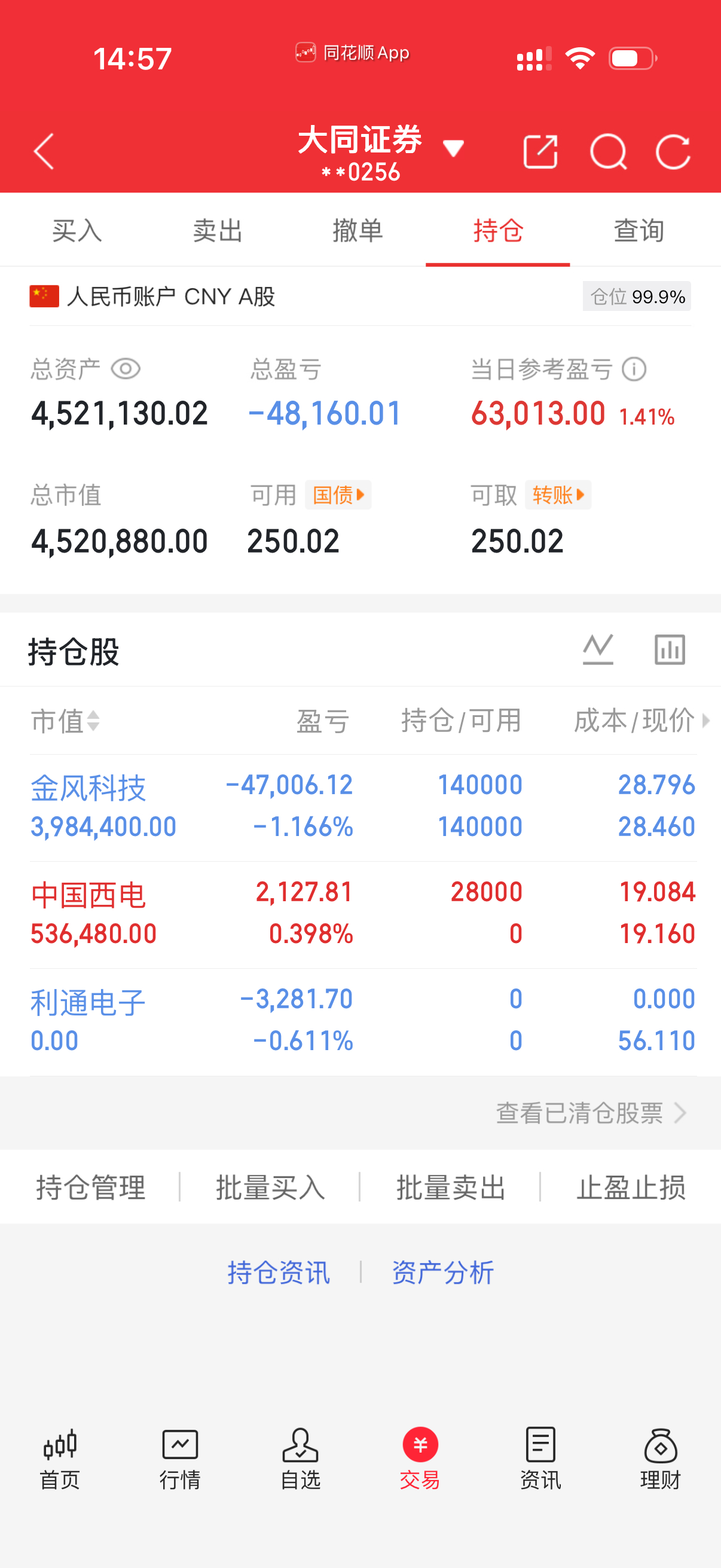 今天回血6万多！每天都在回血！利通，下午给噶了！换到了西电！周一西电能不能给口肉