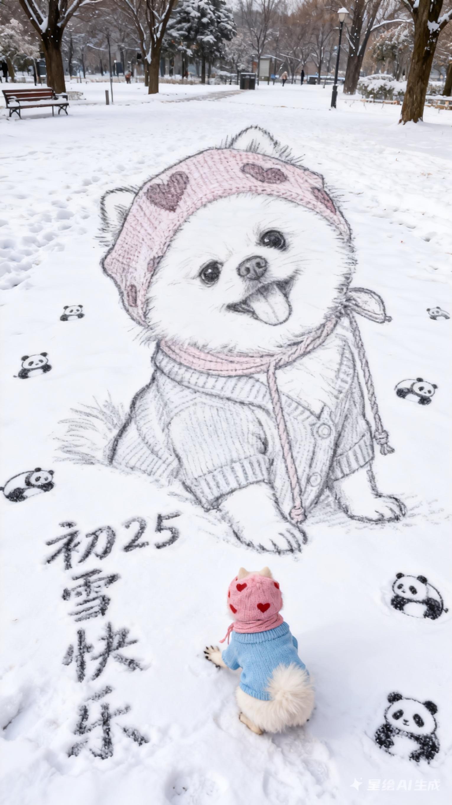 在雪地里当画家咯 万物皆有初雪氛围