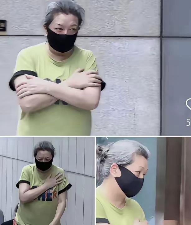 江珊好像现在也不太注意形象了，就大腹翩翩，一点腰身找不见！
头发花白的厉害，穿着