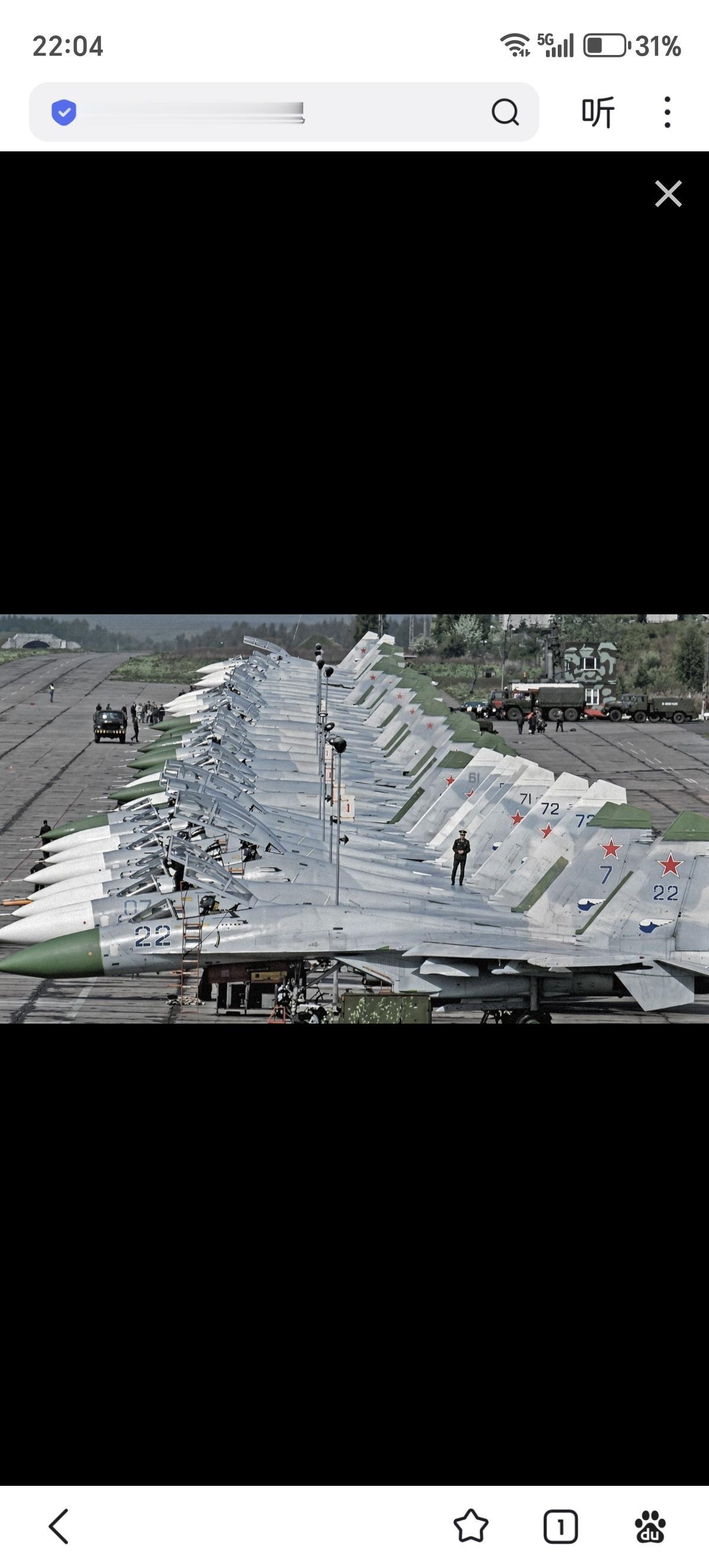 1992年6月，波兰霍伊纳空军基地停放着一排俄罗斯空军苏-27战斗机。在柏林墙倒