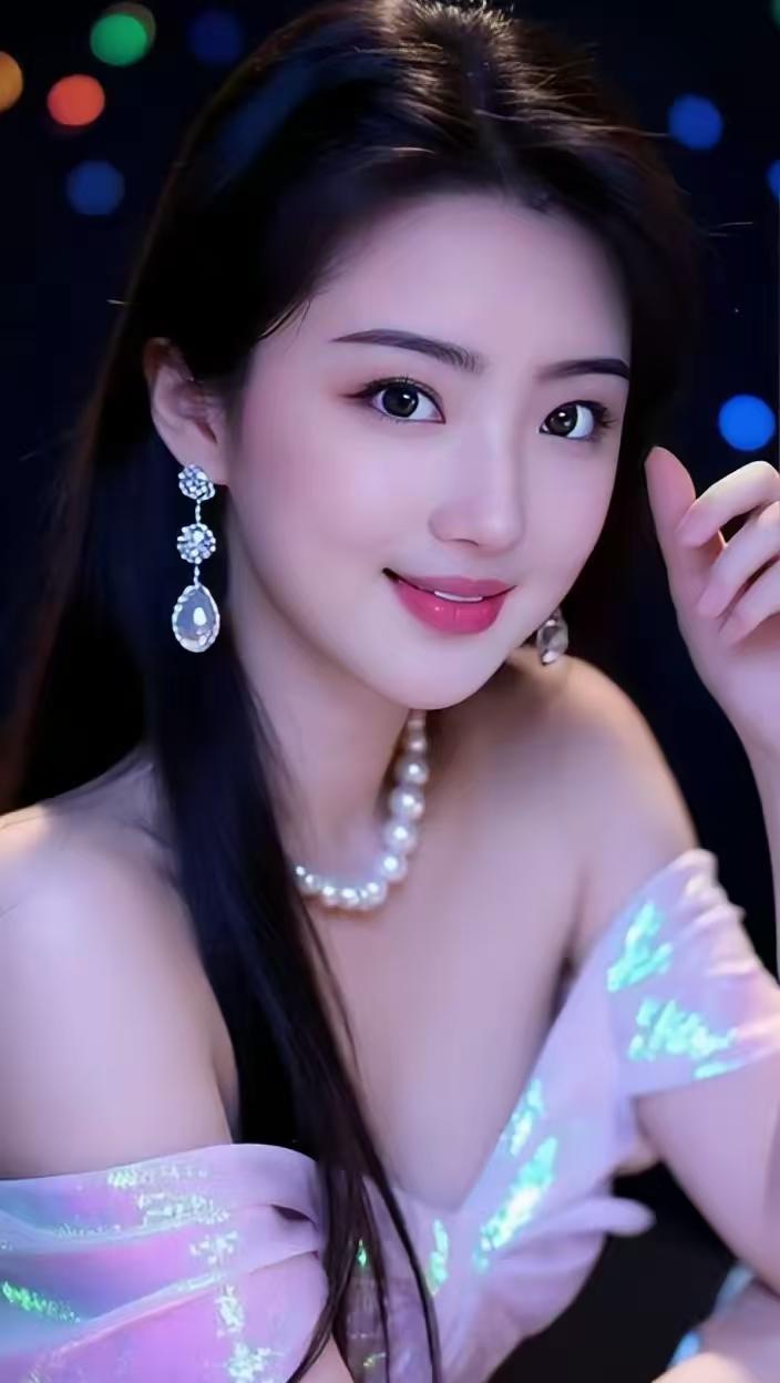 柔光漫溢粉调光晕，珍珠温润、碎钻流光交相闪烁。你眼底盛满细碎星光，眉眼温柔缱绻，