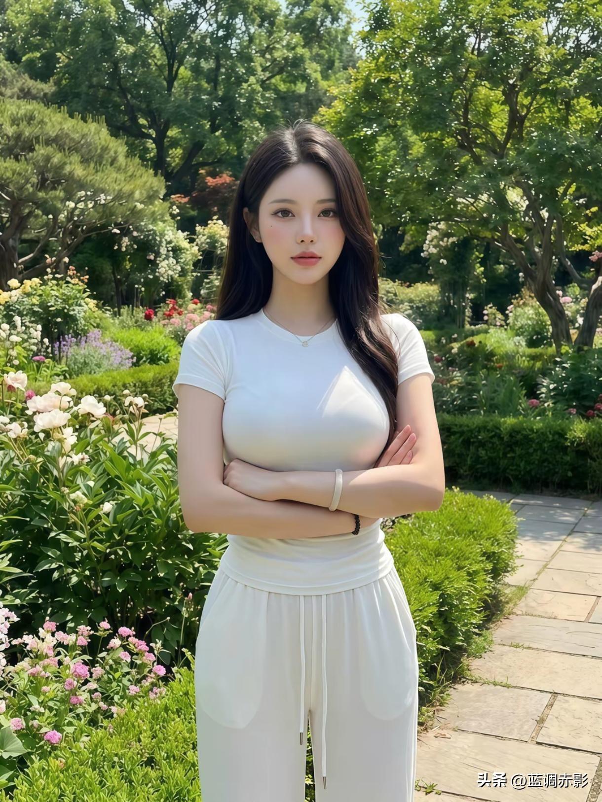 清新自然，白衣少女在花海中绽放！🌸💐🌺