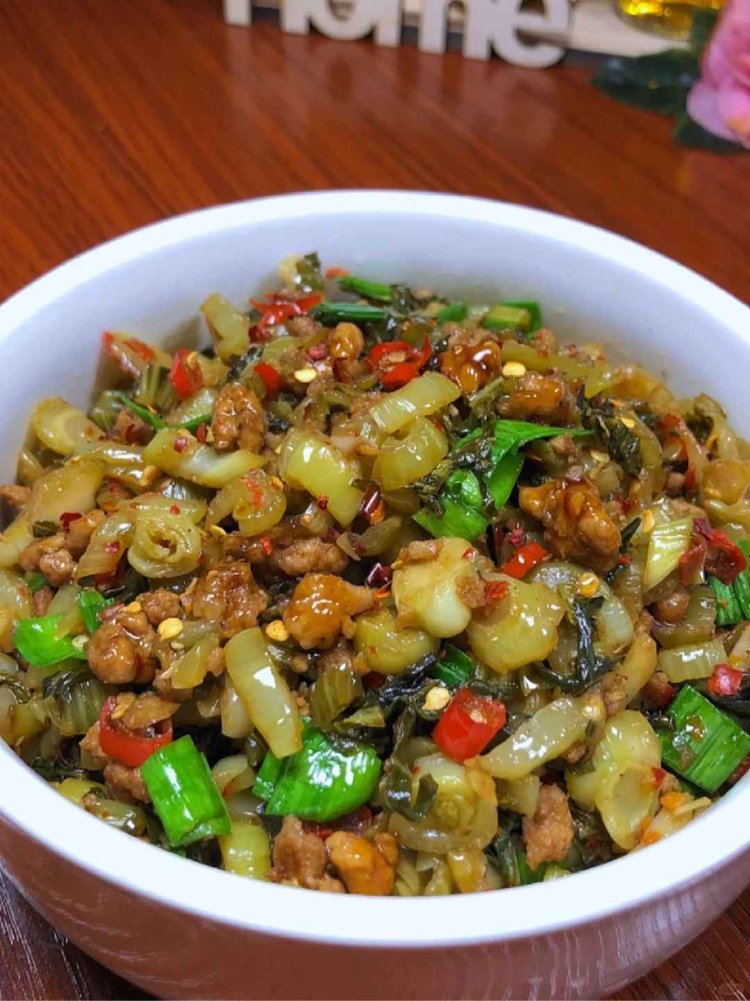 上海青酸菜炒肉末太费米饭了｜做法简单