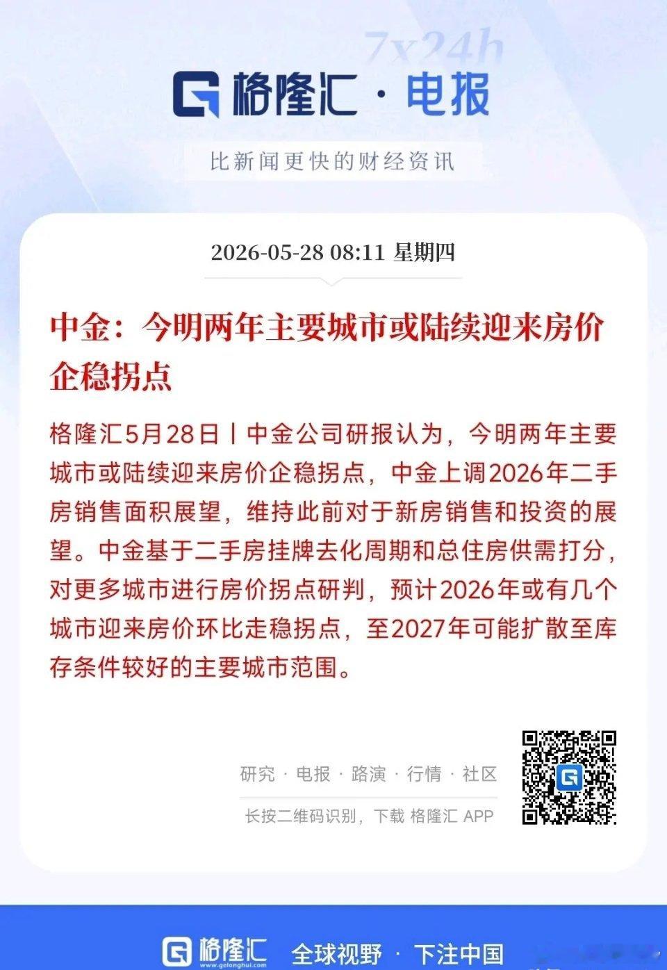 今明两年房地产能否企稳回升？中金给出判断中金对今明两年楼市走势给出明确预判：国内