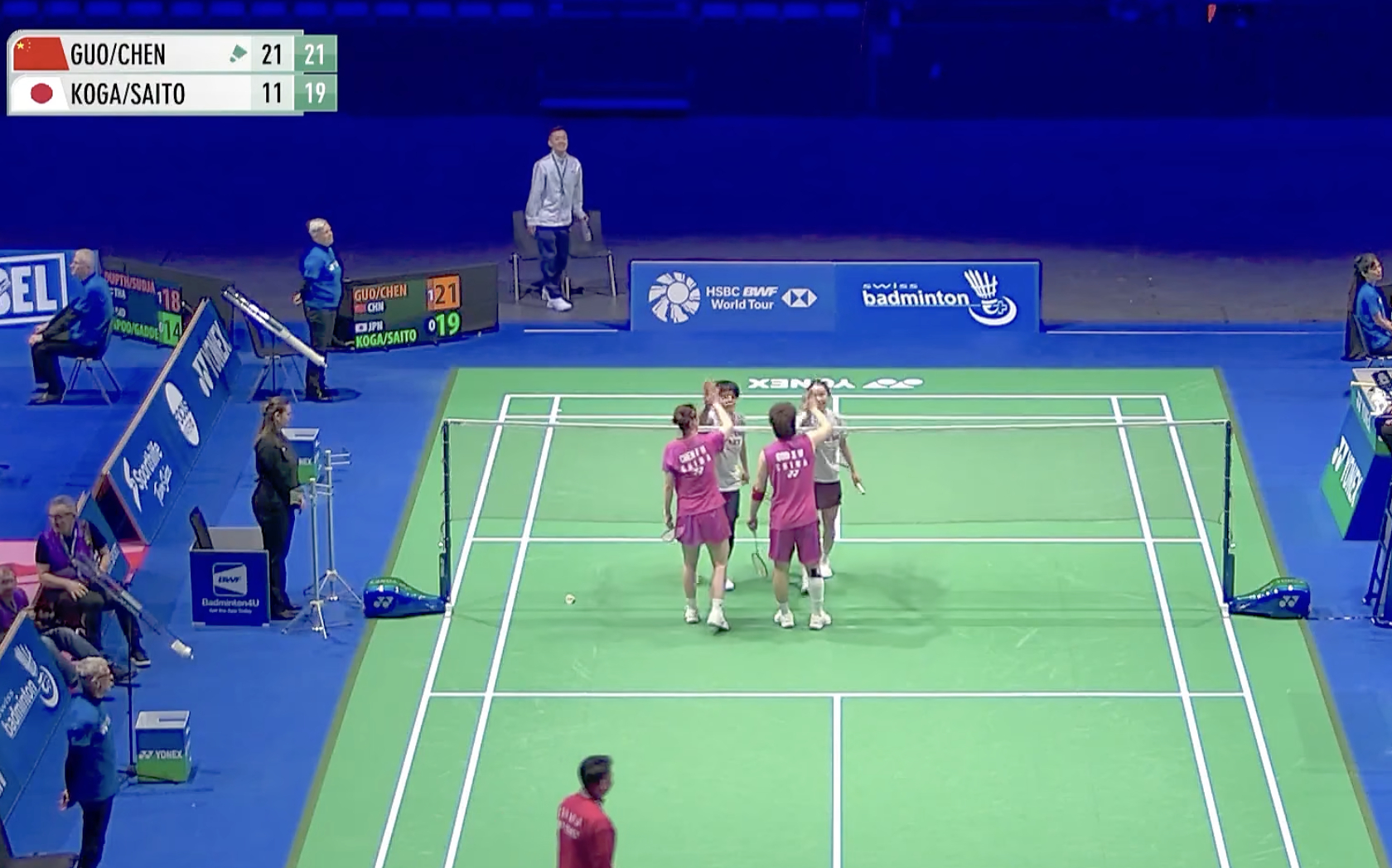 郭新娃/陈芳卉🇨🇳 21-11、21-19 🇯🇵古贺辉/斋藤夏下轮对手：