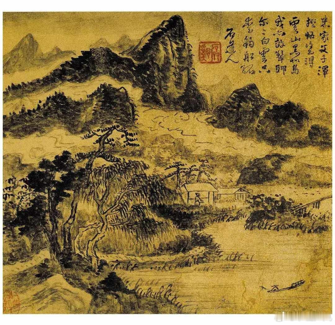 髡残画山水，笔墨高古。髡残(1612-1692)明末清初画家。清初四僧之一。本姓