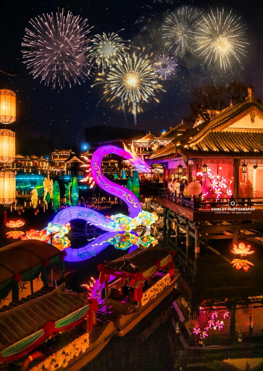 中式审美还得看横店❗宋风新年灯会美到词穷