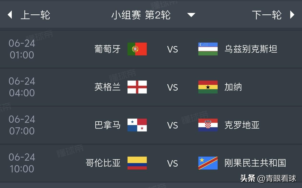 美加墨世界杯小组赛预测（6月24日）
1，葡萄牙胜其它乌兹别克斯坦
2，英格兰3