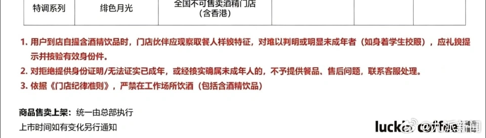 #瑞幸将上线含酒咖啡特调#【#瑞幸店员回应上线含酒咖啡特调#：仅限成年人购买】近