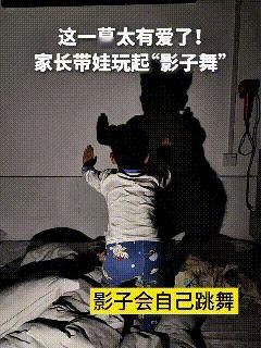 这一幕看得我心都化了！恁瞅瞅这宝妈，就用个手电筒跟娃儿玩影子舞，娃儿跟着影子蹦跶