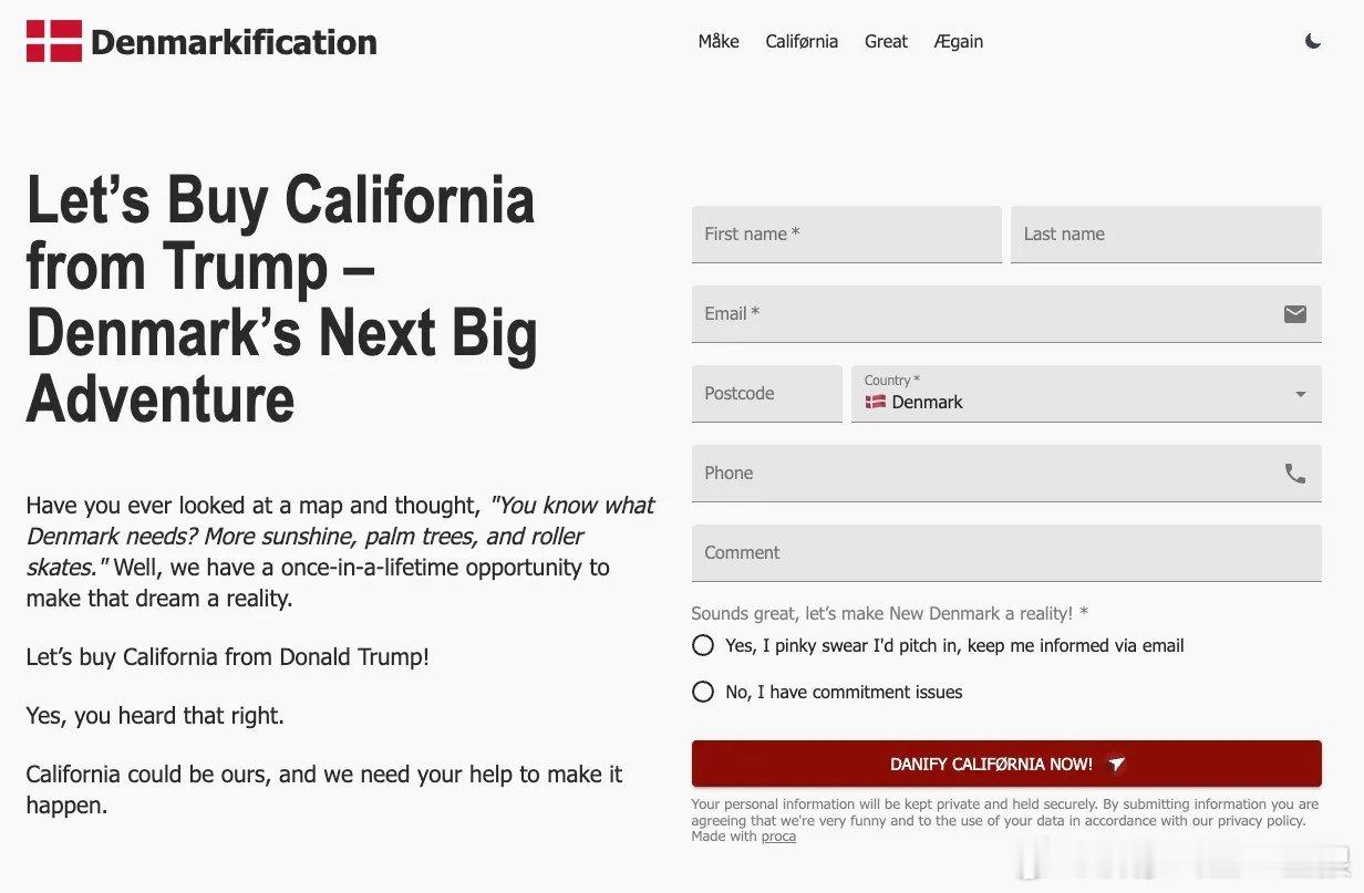 【30万人签名：买下加州，改名“新丹麦”】近日，特朗普多次公开威胁夺取格陵兰岛。