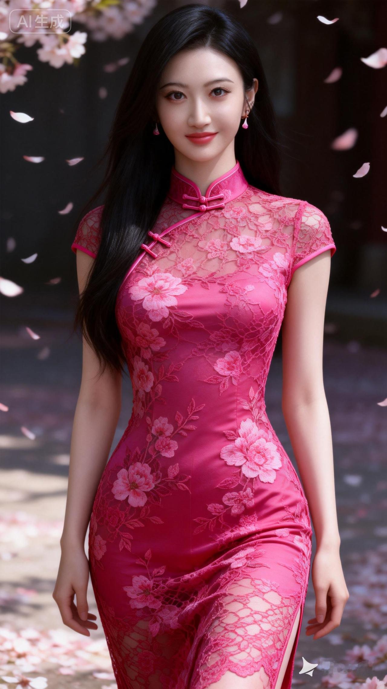 樱花树下，粉裙飘飘，少女如花🌸🌸🌸