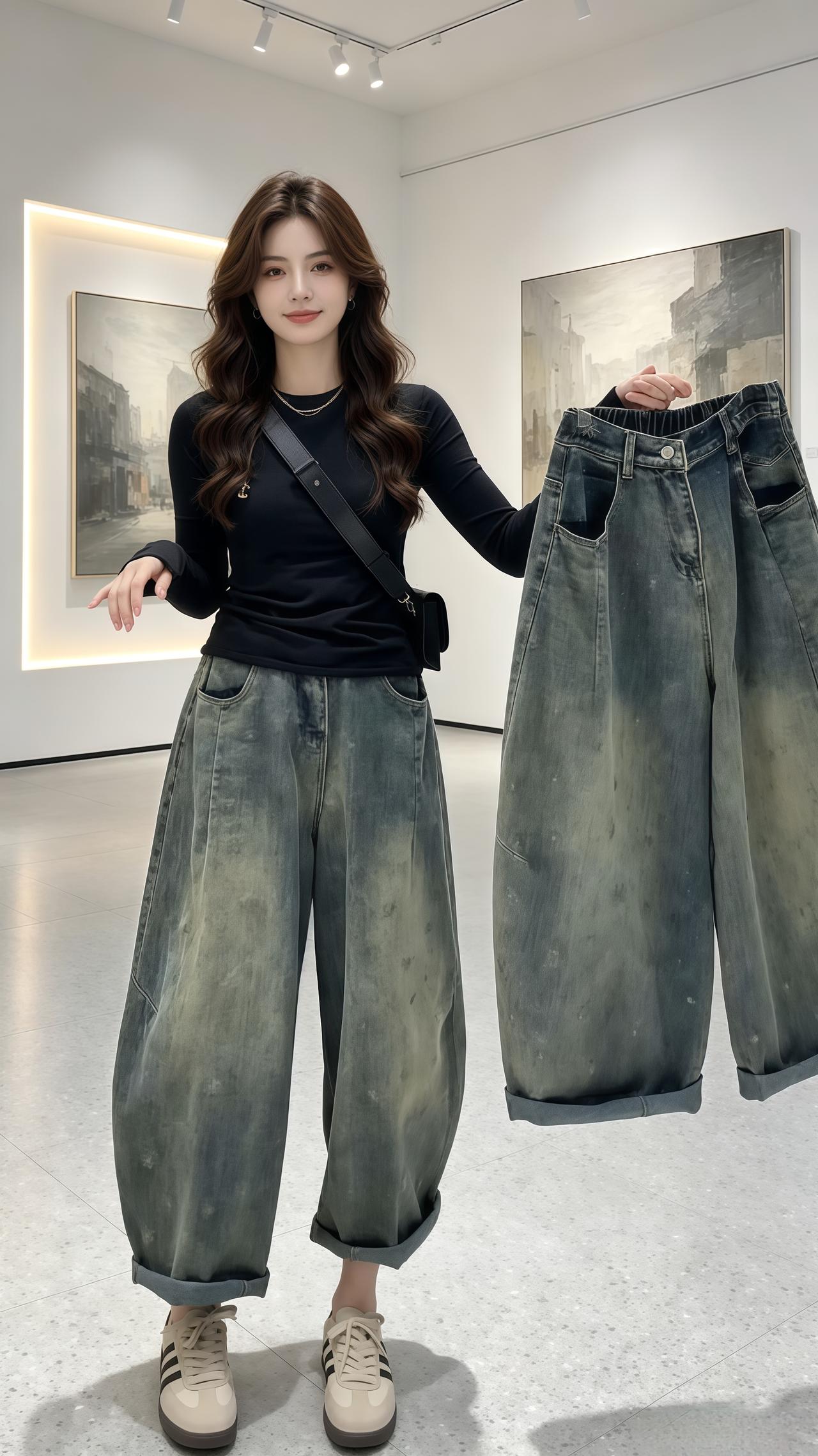 时髦精的牛仔裤 潮款牛仔弯刀裤 穿搭韩系穿搭 ootd穿搭