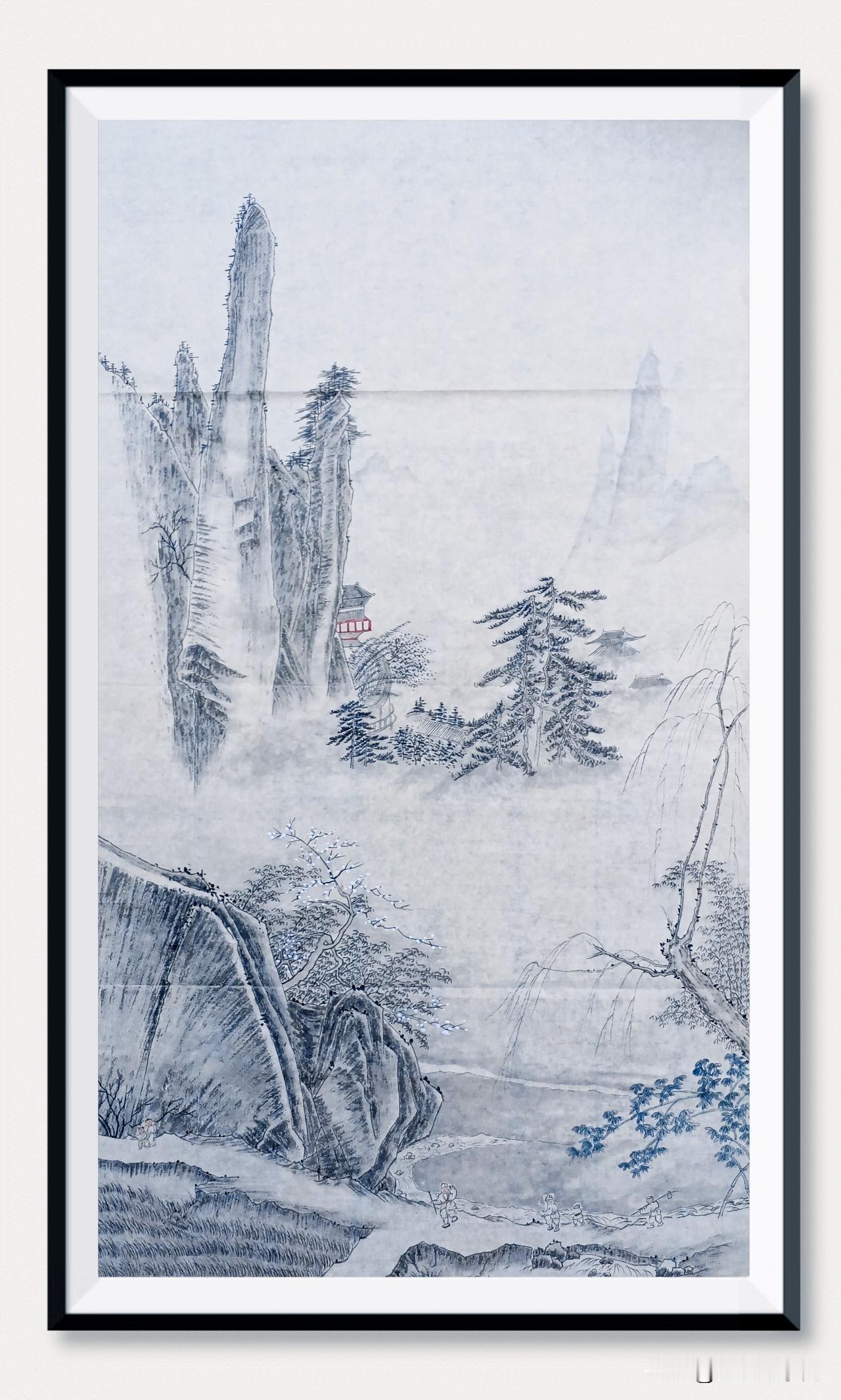 完成三尺古画马远的《踏歌行》的绘制。