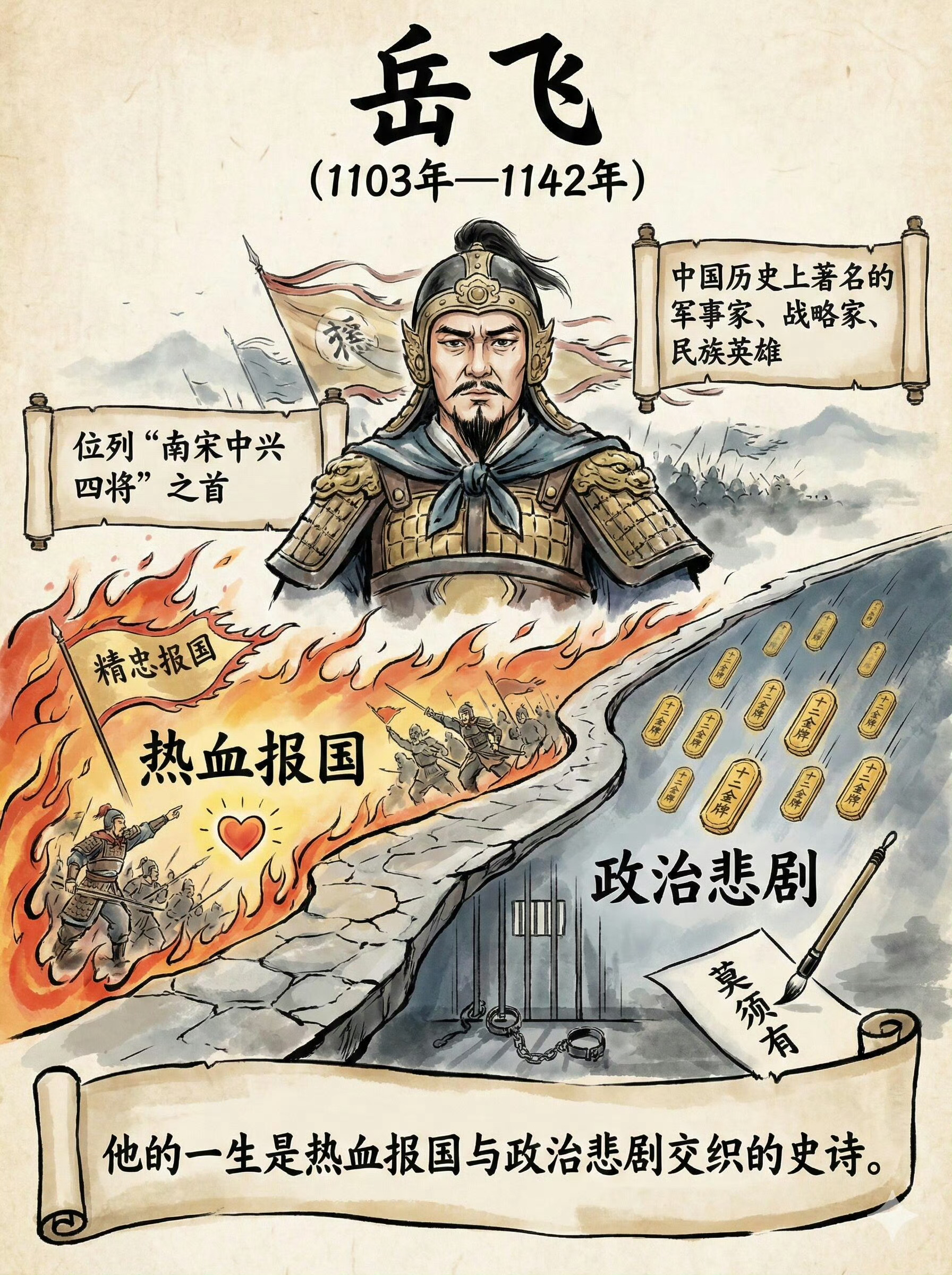 南宋名将岳飞的一生！待从头、收拾旧山河，朝天阙！ 