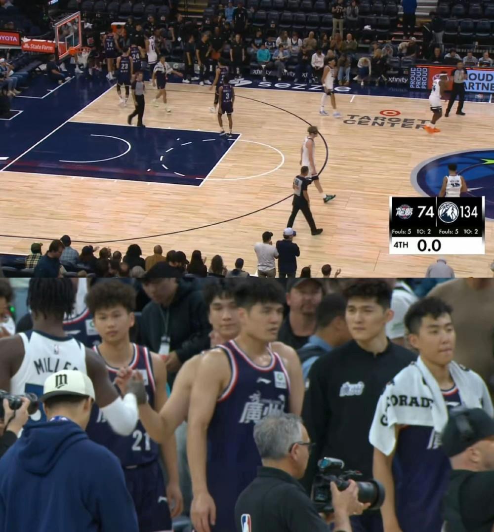 广州龙狮面对三阵森林狼输了60分，龙狮8名国内球员合计只拿到了26分。
之前季前